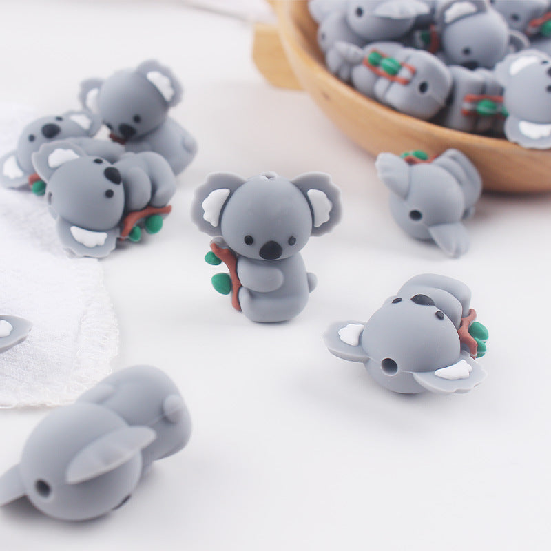 Wholesale 3pcs 3D New baby products cartoon animal koala small tooth glue creative DIY baby molars nipple anti-chain accessories